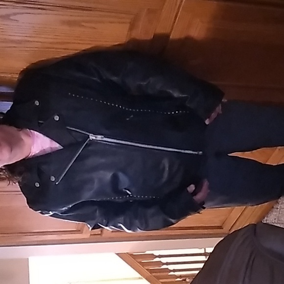 Women's black 2XL Leather motorcycle jacket - Picture 10 of 12